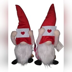 2 Charming Red Letter Gnome Plush Figurines
